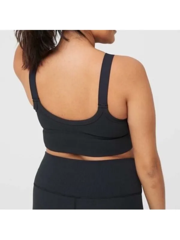 Offline By aerie Black Ribbed Sports Bra Large - Image 2