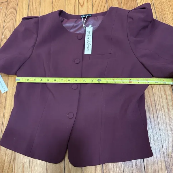 For Love & Lemons NWT Selena‎ Burgundy Short Sleeve Blazer Top Size XL - Image 9