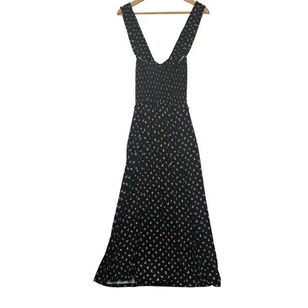 Boden Black Floral Smocked Midi Dress Square Neck Cross Back‎ Feminine 14R - Image 7