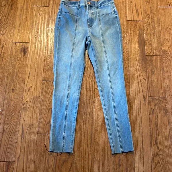 Express super high rise skinny seam front raw hem jeans 4 - Image 12