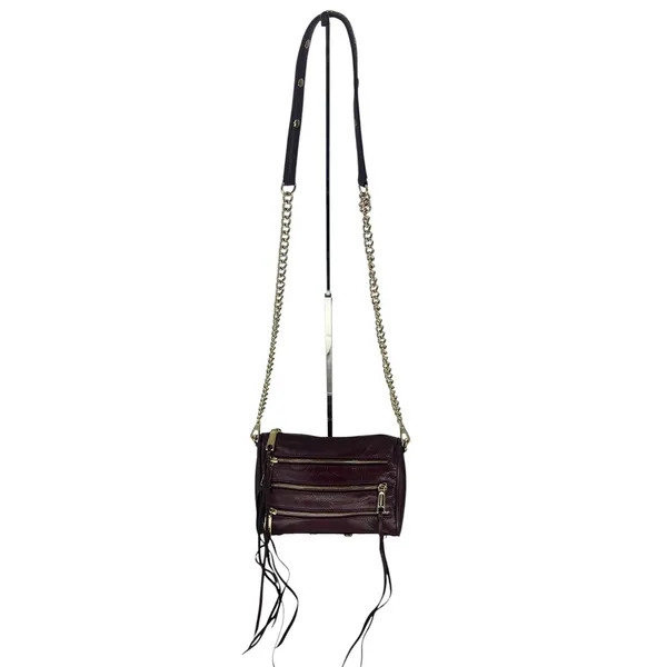 Rebecca Minkoff Mini 5 Zip Crossbody‎ Bag Burgundy Leather Chain - Image 2
