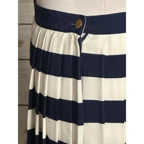 Vintage Chaus classic nautical navy/white pleated striped maxi skirt Size 10 - Image 3