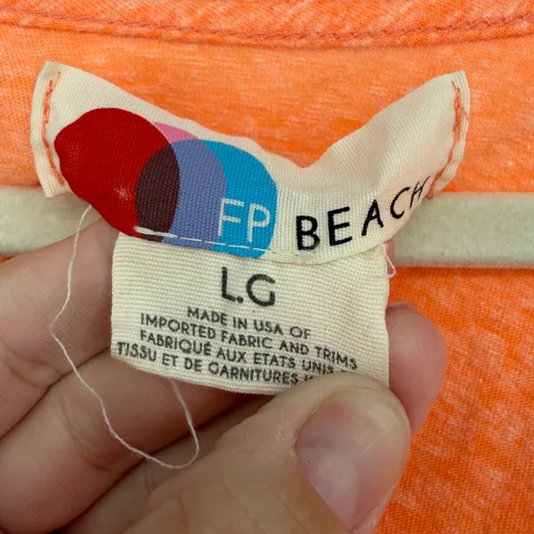 Free People Beach Orange Slub Knit Flutter Sleeve Mini Dress Large - Image 6