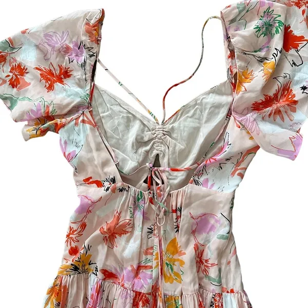 NEW Tanya Taylor Floral Silk Maxi Dress Pink - Image 8