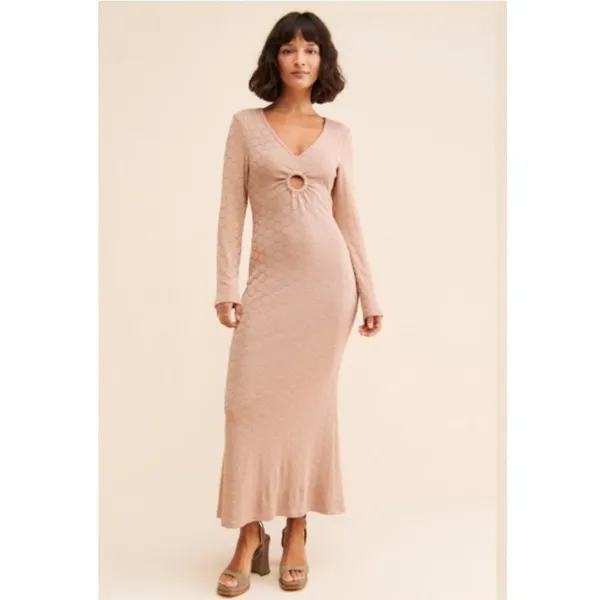 Elliatt Bajan Knit Pullover Maxi Dress Nude Size Small NWT - Image 2