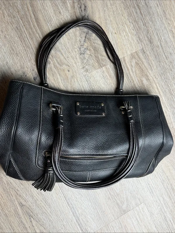 Kate Spade New York Foster Crossing Rue Satchel Black Pebbled Leather Tote Bag - Image 14