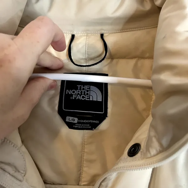 The North Face 600 Fill Vintage Puffer Parka Womens Size Large Cream Silver 2008 - Image 5