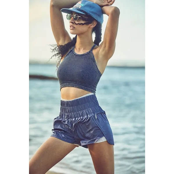 Free People Size L FP Movement The Way Home Shorts High Waist Lined Purple Logo‎ - Image 2
