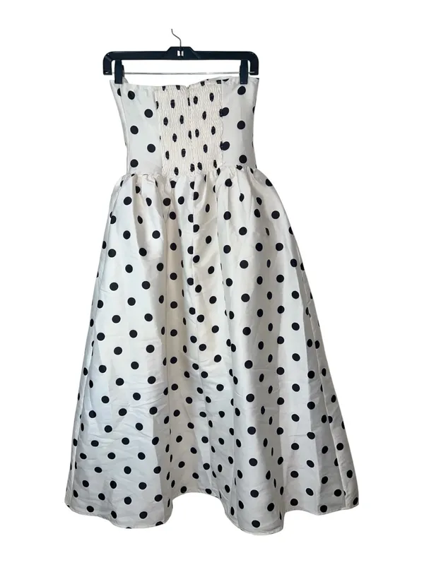 Cider Sculptural Bandeau Polka Dot Maxi Dress NWT Cream Black Size Small - Image 11