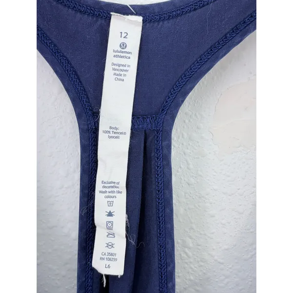 Lululemon Navy Tencel Lyocell Racerback Tank Top Scoop Neck Size 12 - Image 3