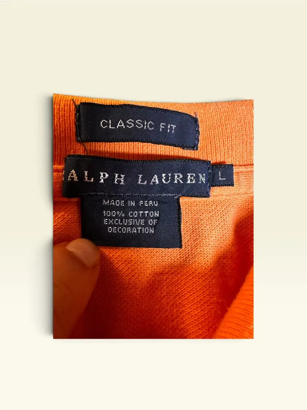 Ralph Lauren Polo Shirt Womens Large Peach Orange Lilac Classic Fit Preppy Y2K - Image 5
