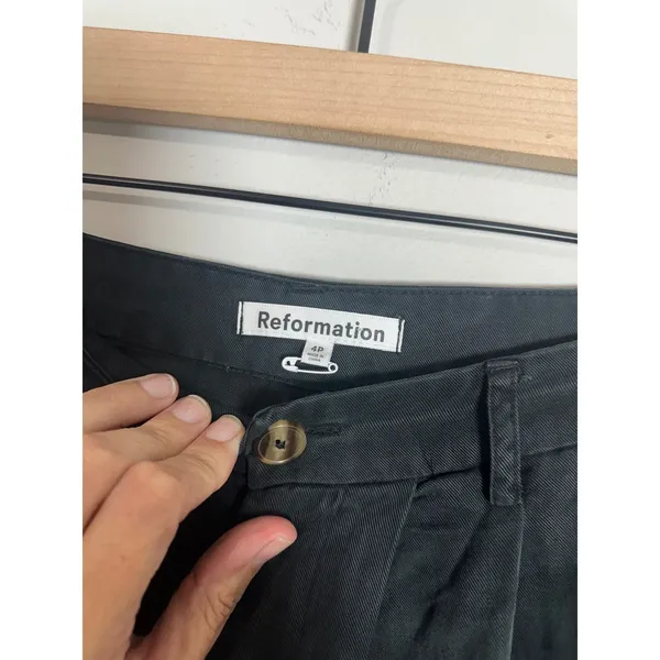 Reformation Mason Pant Black High Waisted Wide Leg Pleated Trousers 4P - Image 6