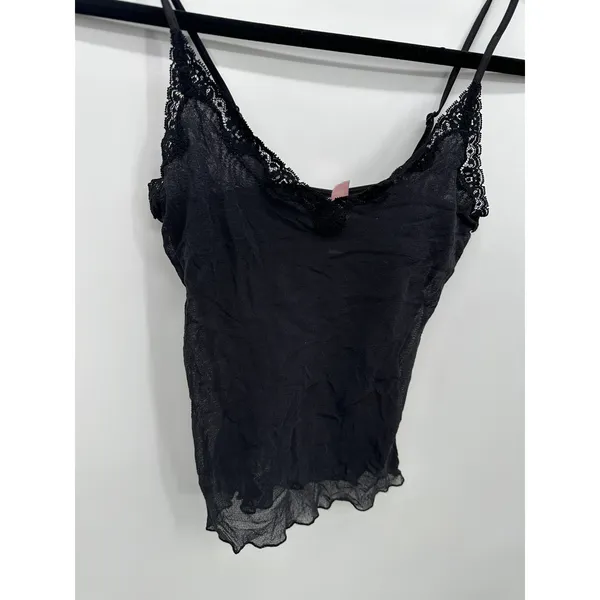 Victoria's Secret Womens Black‎ Sheer Tank Top Sz M Sexy Lace Festival Nylon - Image 4