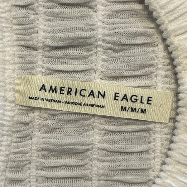 919 | NWT American Eagle Smocked Lettuce Edge Baby Tee White Womens‎ M - Image 5