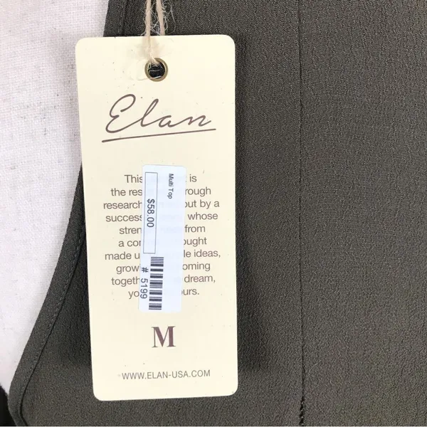 Elan olive‎ green cold shoulder high low long sleeve blouse M - Image 7