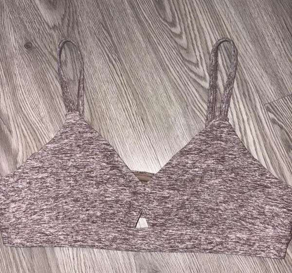 Alo Yoga Alosoft Lounge Brown Speckled V-Neck Bralette - Image 3