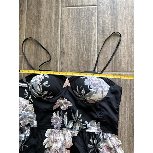 Band of Gypsies Black Floral Maxi Dress Square‎ Neck Sleeveless L - Image 3