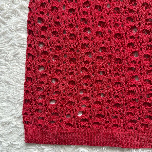 I.AM.GIA Alix Skirt Swim Coverup Maxi Elastic Waist Crochet Sheer Red XXS - Image 8
