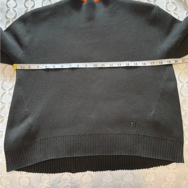 Sweaty Betty Serenity Cropped Boxy Jumper Green‎ with Orange Trim Mock Neck - Image 6