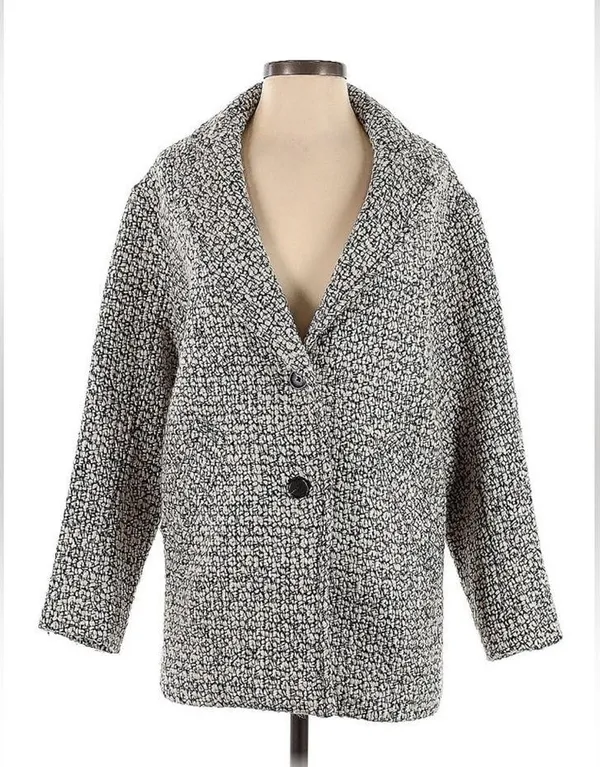 Abercrombie & Fitch Bouclé Wool Jacket Button Front Coat, Gray size S - Image 3
