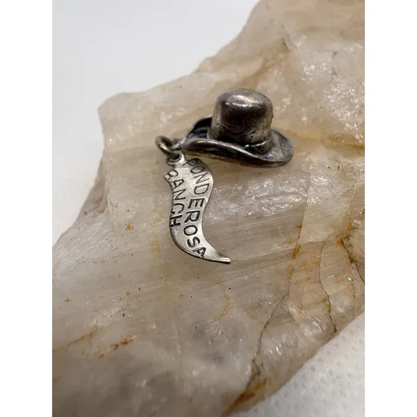 Vintage Sterling Silver Ponderosa Ranch Cowboy Hat Charm Bonanza Western 3.07g - Image 2