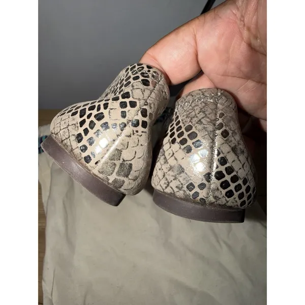 TORY BURCH Silver Snakeskin Leather Ballet Flats Size 7 leather D - Image 7