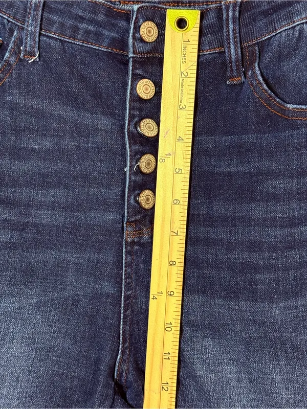 Judy Blue Dark Indigo Button Fly Straight Fit Jeans, 15/32 - Image 4