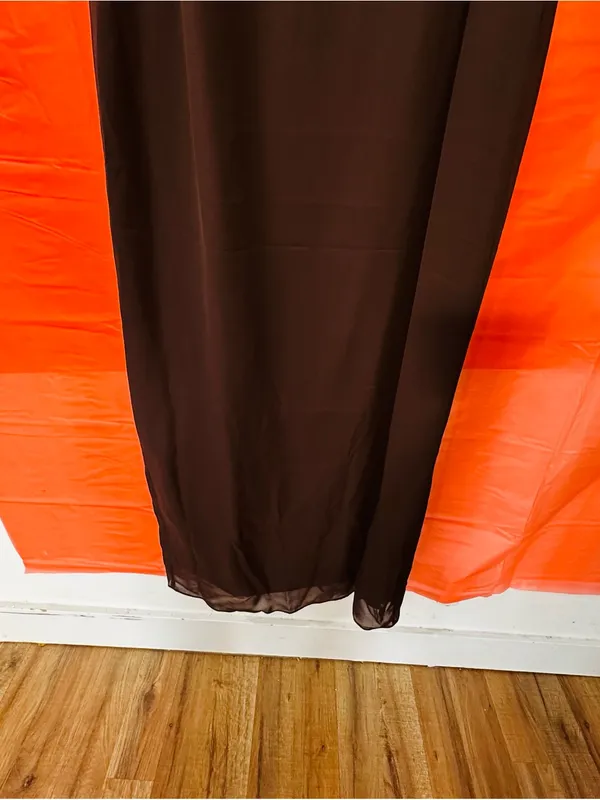 Onyx Nite Brown V-Neck Maxi Dress with Rhinestone Trim - Image 8