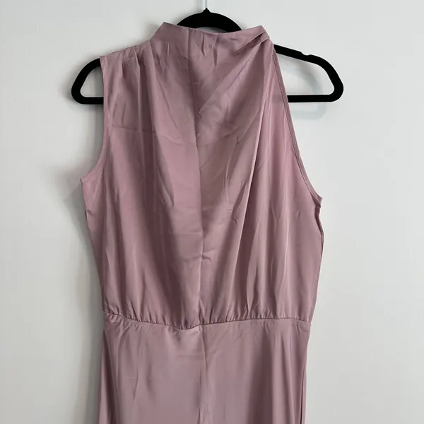 PrettyGarden High Neck Sleeveless Maxi Dress Women's Medium Purple Satin New - Image 3