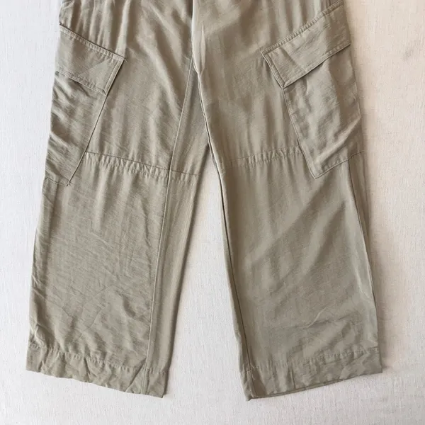 MNG Mango Cargo Pants Woman 6 Beige Wide Leg Lightweight Utility Casual Trousers - Image 8