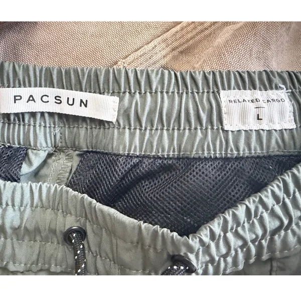 PacSun Relaxed Cargo Pants Olive Green Drawstring Utility Trousers Womens Large - Image 3