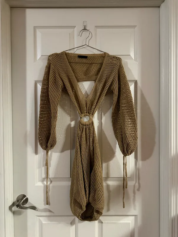 Amazon Brown Knit Swimsuit Cover-Up Adjustable M - Image 2
