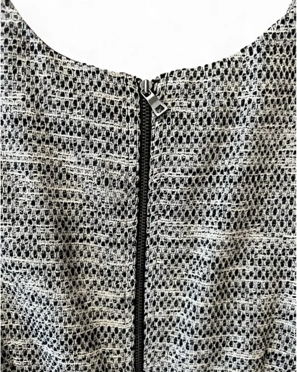 Theory Cortney Deleo Tweed Crew Neck Shift Dress - Image 3
