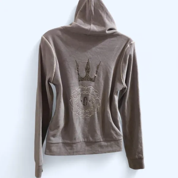 Hunger Games The Expedition Capitol Grey Gray Velvet Velour Zip up Hoodie Jacket Long Sleeve-S Measurement in pics - Image 2