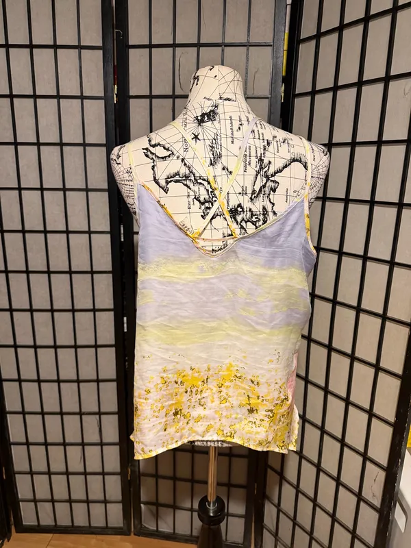 Oak + Fort Olive & Oak strappy tank top silky texture Yellow Camisole ombre Sz L - Image 3