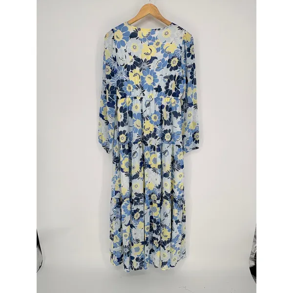 Sugar+Lips Seas The Moment Floral Maxi Dress Small Sky Blue Tiered Boho NWT‎ - Image 6