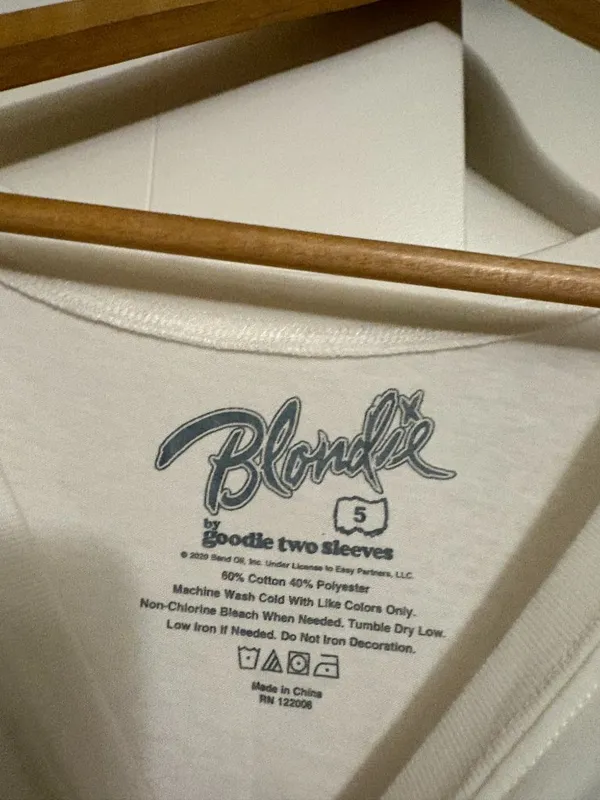 Blondie by Goodie Two Sleeves T Shirt 5X Short Sleeve White Cotton Polyester - Image 2