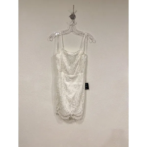 Lulus Dress Womens Medium White Lace Floral Mini Sheath YD3111A Bridal Party NWT - Image 2