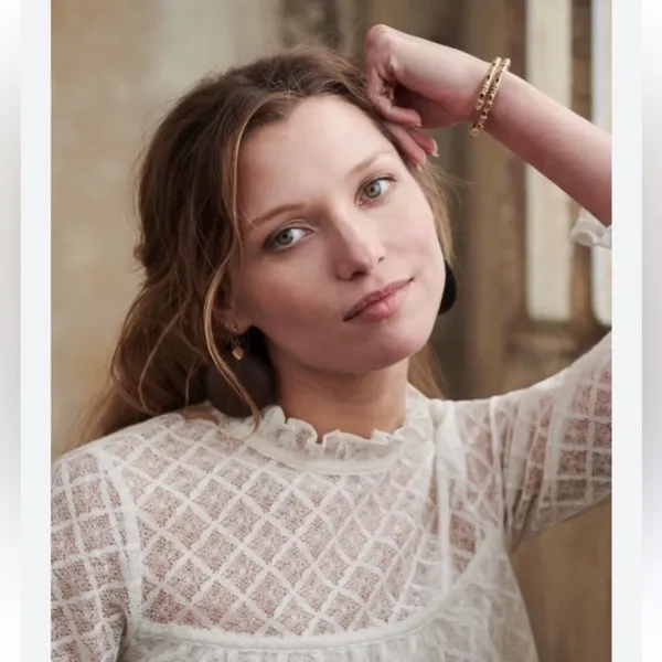 Sézane White Lace Peplum Long-Sleeve Top Lace Size 36 - Image 11
