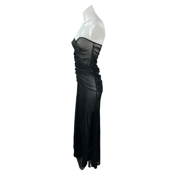 PrettyLittleThing x Naomi Campbell Black Bandeau Ruched Strapless Blouse Top 4 - Image 2