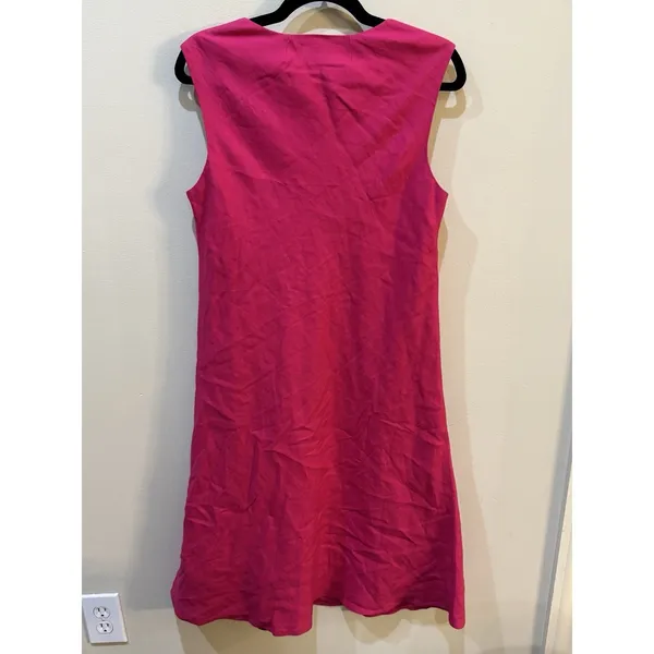 Sara Campbell Hot Pink‎ Sheath Dress Vintage Size 12 Cap Sleeve Square Neck - Image 3