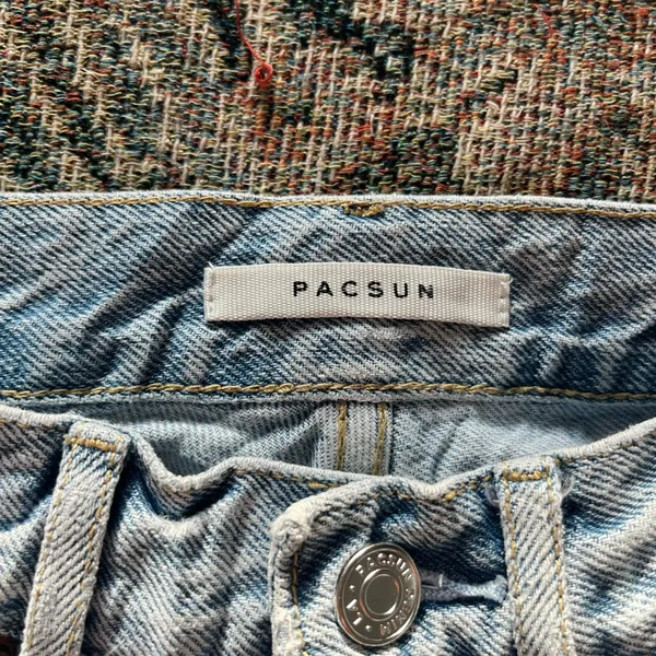 PacSun Ultra High Rise Slim Fit Jeans Light Wash Button Fly Size 23 Distressed - Image 15