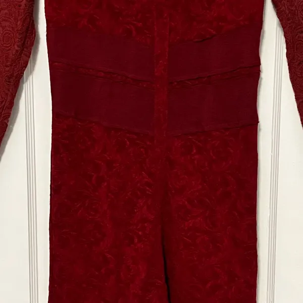 Free People sheer lace blouse tunic burgundy size medium boho corset design - Image 6