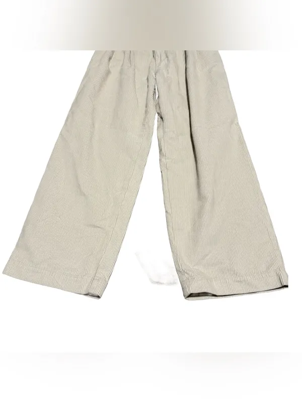 AE77 Premium Pleated Corduroy Pant American Eagle Cream High Waist Wide Leg NWT - Image 4