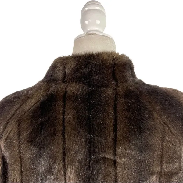 Alpine Studio Women's Fur Faux Brown Cropped Coat Jacket Size Medium - Image 7