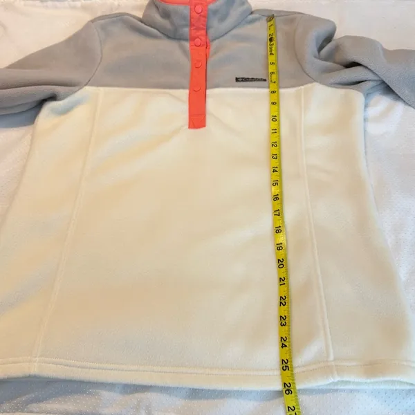 Columbia Fleece Pullover Top Women’s Size Large Snap Closure Gray Cream - Image 8