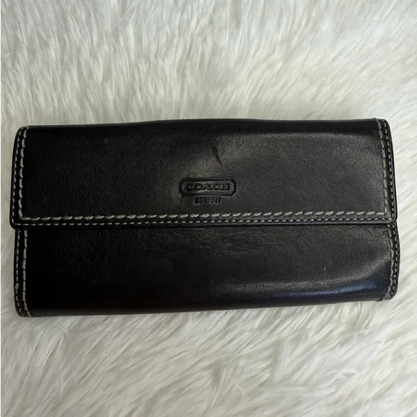 y2k COACH Vintage Soho Black Turn Lock Wallet - Image 3