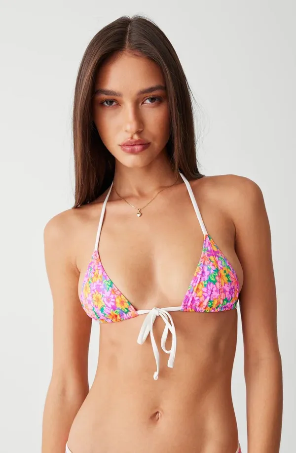 Frankie's Bikinis Pink Coastal Top Tia Floral Bottom Daisy Pond Print Swimsuit Bikini - Image 2