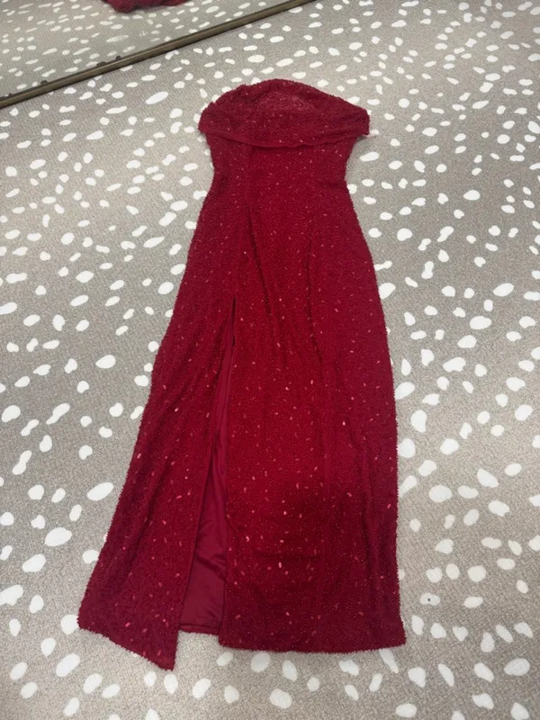 Oh Polly La Rochette Embellished Strapless Cowl Neck Maxi Dress gown bodycon - Image 6