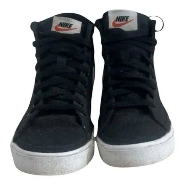 Women’s Nike Court Legacy Canvas Sneakers Size 7 Mid Black White Lace Up Shoes - Image 3